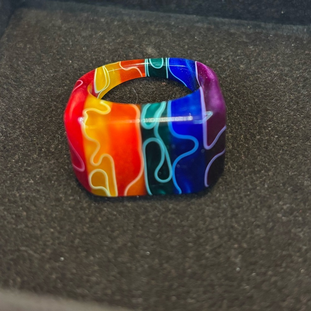 Colorful Puzzle Pattern Lucite Ring